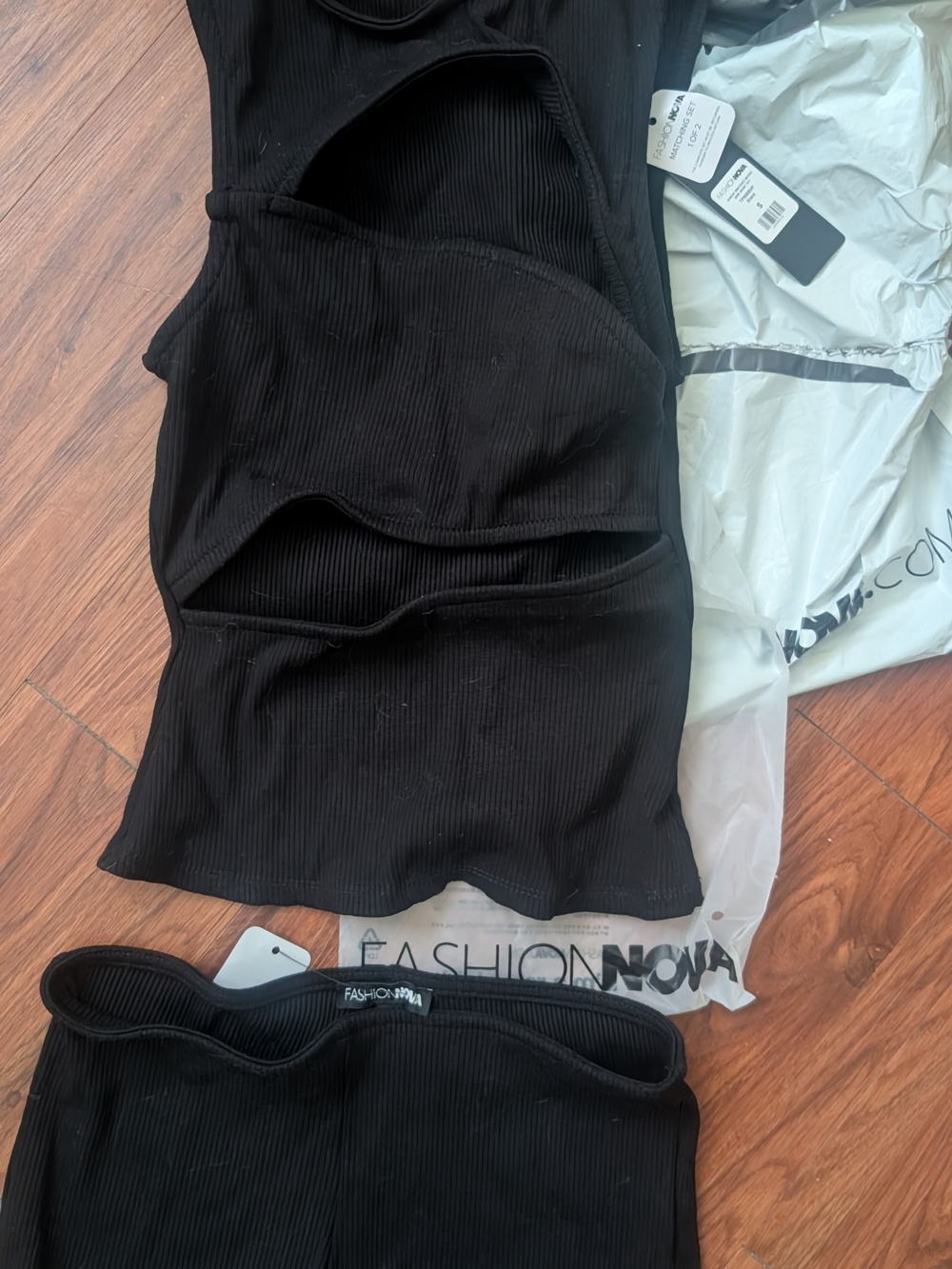 Fashion Nova Black Ribbed Cutout Mini Skirt